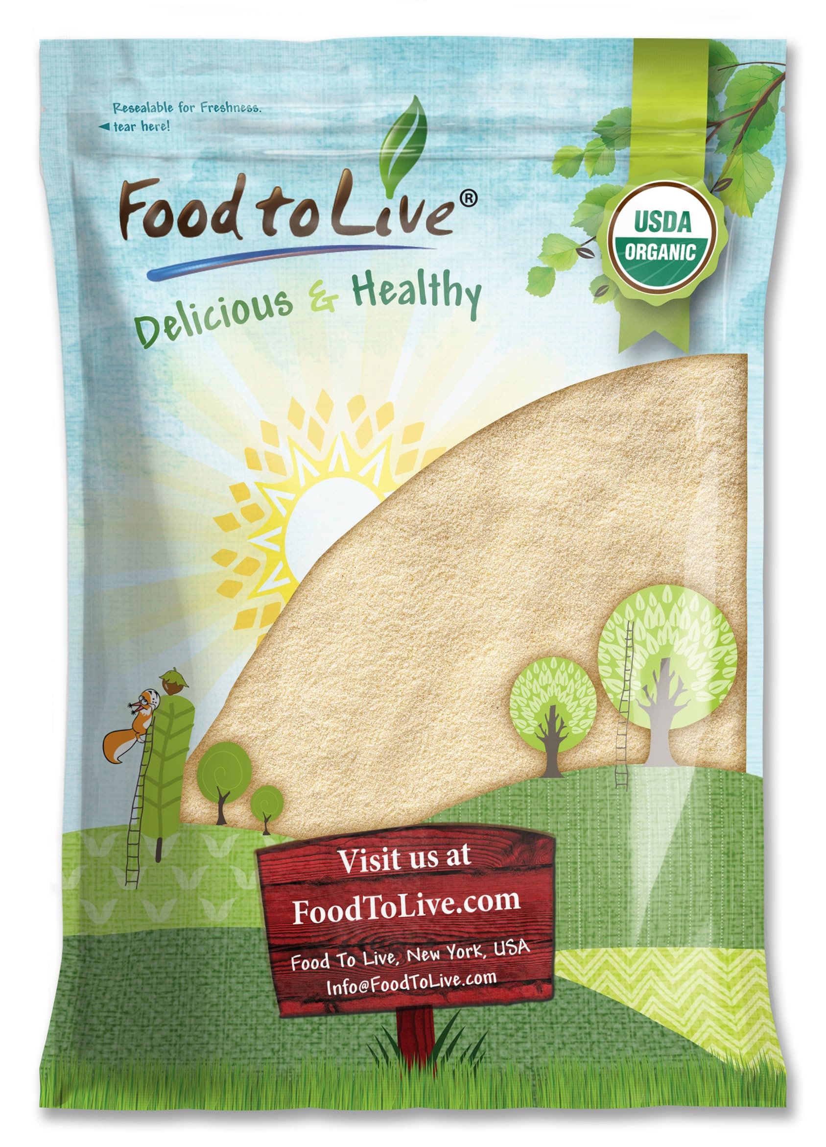 Food to Live Organic Italian Semolina Flour, 8 Pounds - Premium Durum Wheat, Perfect for Pasta and Pizza Dough, Ideal for Authen
