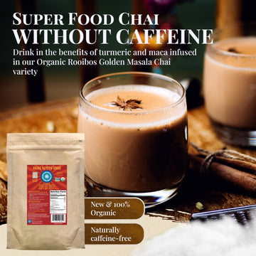 Blue Lotus Chai - Golden Rooibos Masala Chai - Makes 530 Cups - 1 Pound Bulk Bag Masala Spiced Chai Powder With Organic Spices -