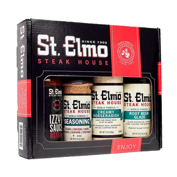 St Elmo Steak House Griller Gift Kit - 4 Piece Set for Grilling & Barbecue, Includes Steak Sauce, Horseradish, Glaze, Seasoning