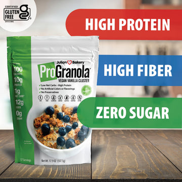 Julian Bakery ProGranola Cereal, Vegan Vanilla Cluster, 17.9 Ounce Pack of 2