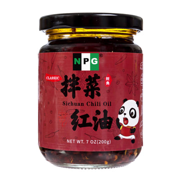 Npg Authentic Sichuan Chili Oil With Fried Chili Flakes 7 Oz, Medium Heat, Tingling Sensation, Crunchy Fried Pepper Chili Sauce,