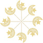 Gyufise Cupcake Toppers, 24Pcs Gold Glitter Moon Star, Eid Mubarak Decorations, Paper Picks for Islamic Muslim Theme Party