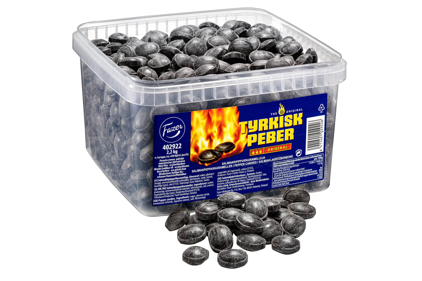 Fazer The Original Tyrkisk Peber - Turkish Pepper - Finnish - Caramel - Boiled - Hard - Salmiak - Salmiac - Salty Licorice - Pep