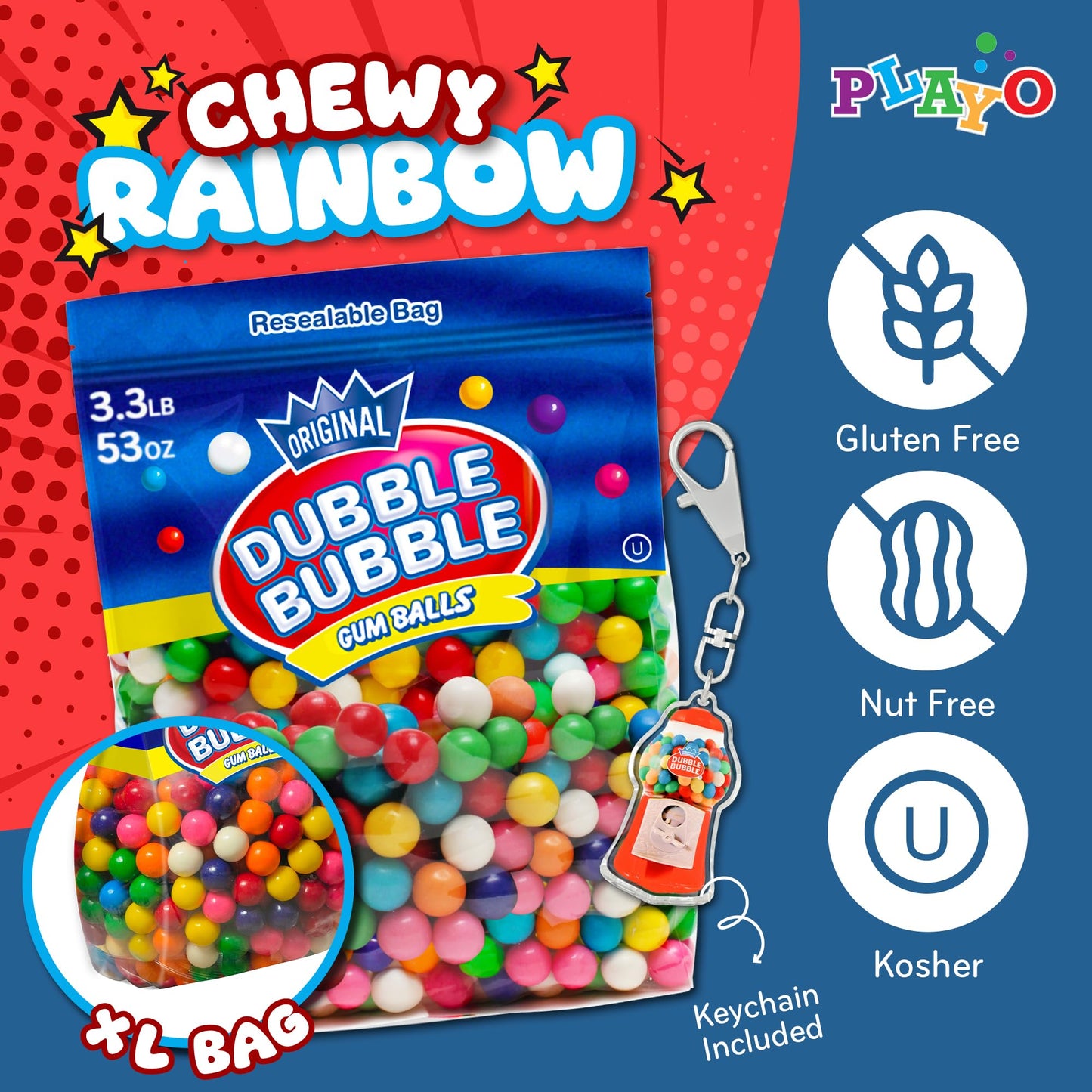 Gumballs For Gumball Machine Refills - 53 Ounce Dubble Bubble Chewing Gum Bulk Antique Style Gum Balls Vintage Old Fashioned Can