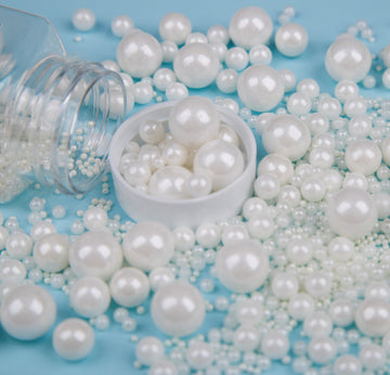 Sentovac Edible White Pearl Sugar Sprinkles For Cake Decorating | Edible Cake Cupcake Topper Decorations | 1 Bottle 4.23Oz/ 120G White Pearl Sprinkles Valentines Supplies