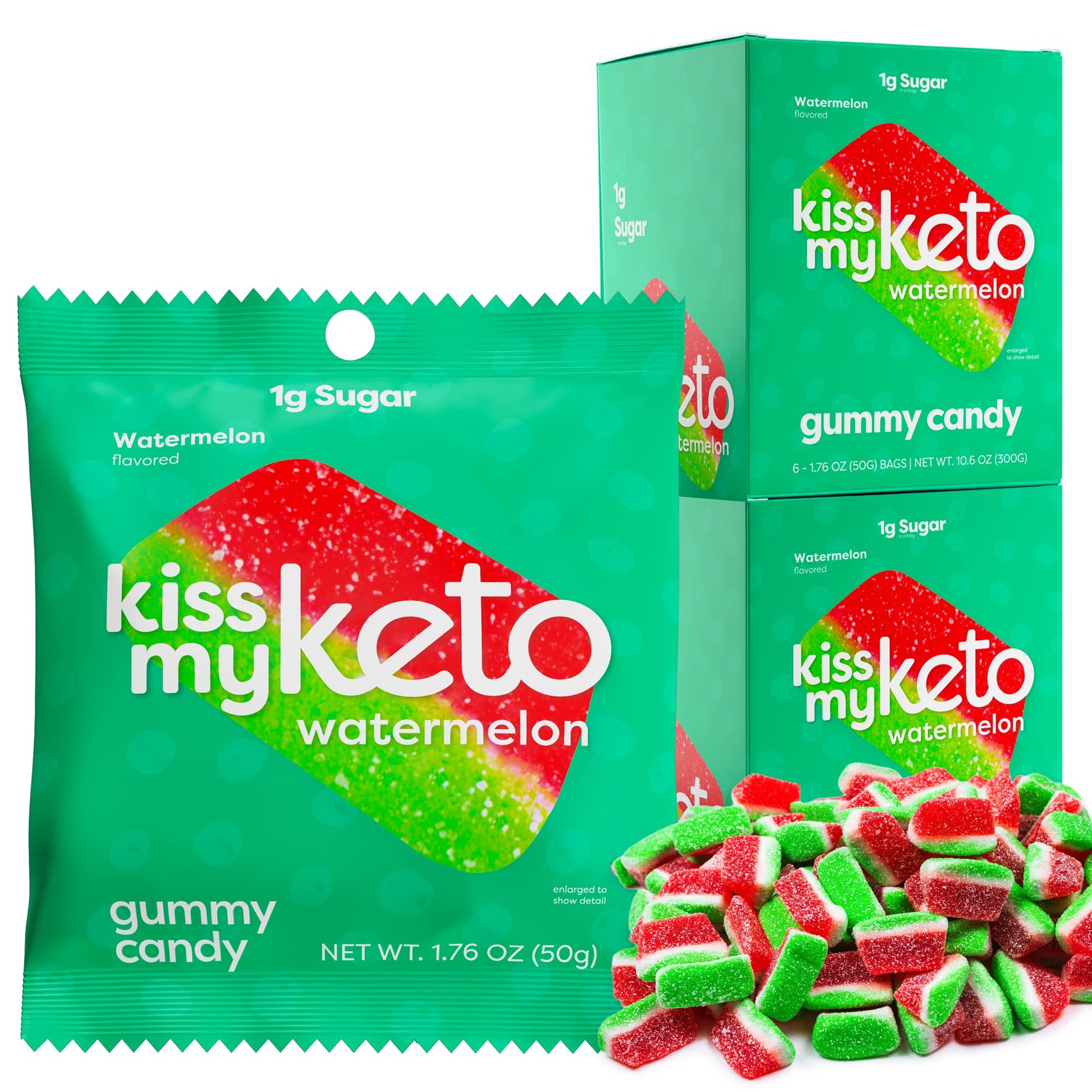 Kiss My Keto Gummies - Low Carb Watermelon Candy, Vegan Snack Pack, 12 Count