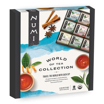 Numi Organic Tea World Of Tea Gift Set, 45 Tea Bags, Fair Trade Black, Green, Mat  , Rooibos & Herbal Tea Sampler