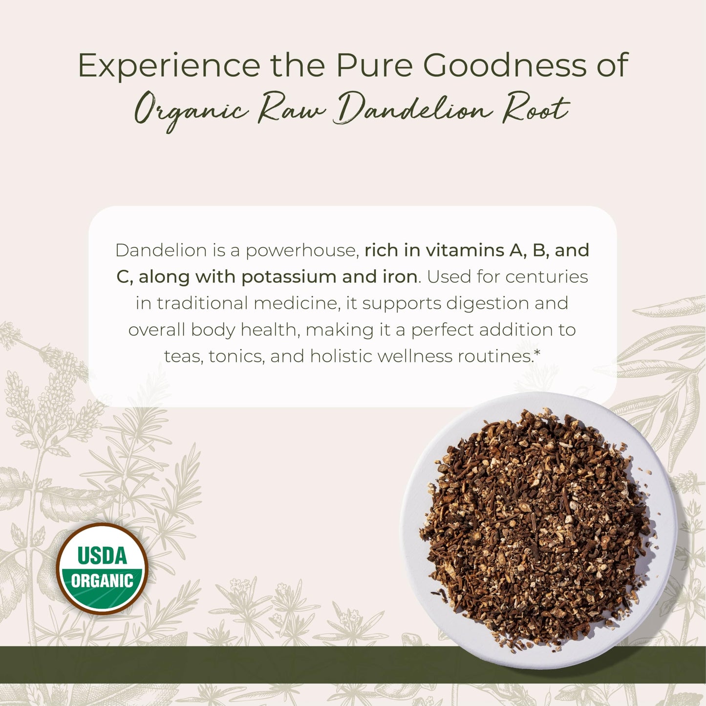 Starwest Botanicals Organic Dandelion Root Tea - Bulk Cut & Sifted, 4 Ounces