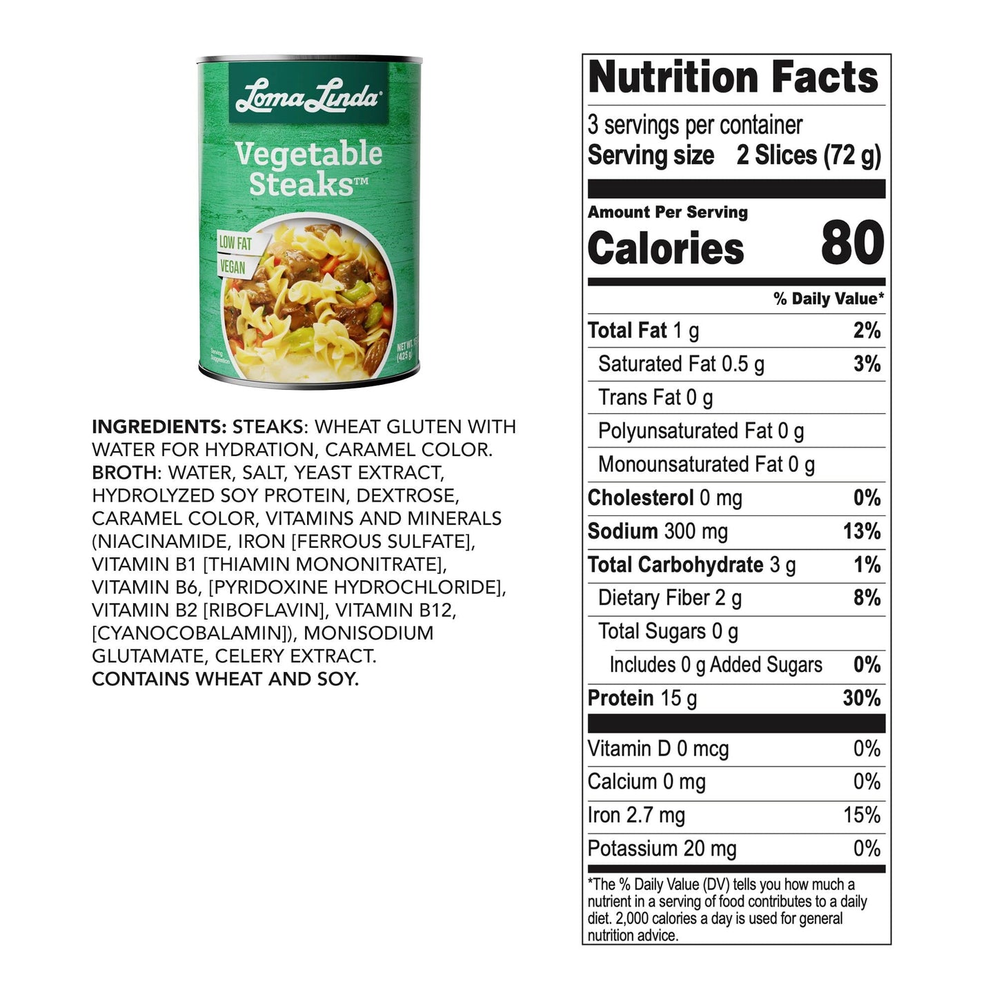 Loma Linda - Plant-Based Meats (Vegetable Steaks (15 oz.), 6 Pack)
