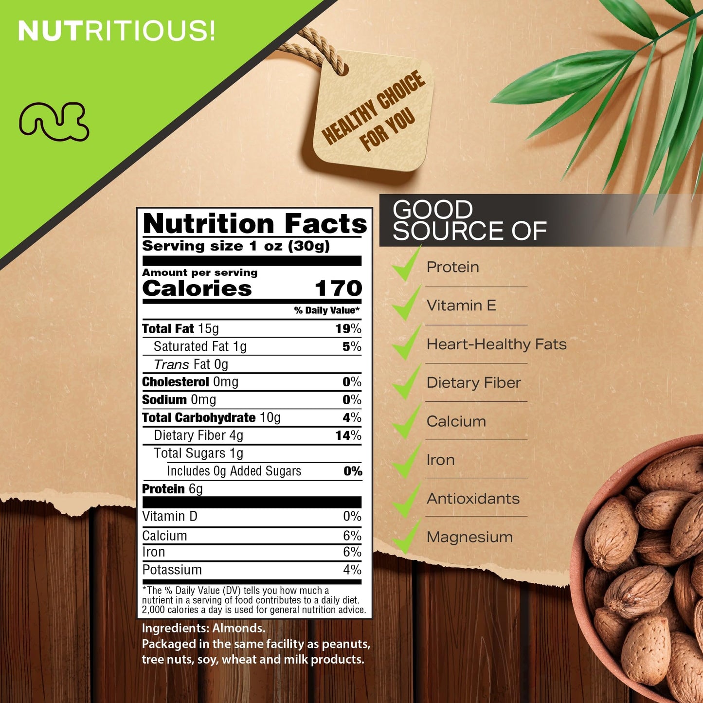 NUT CRAVINGS - In Shell Almonds - Raw, Whole, (32oz - 2 LB) Packed Fresh in Resealable Bag - Nut Snack - Healthy Protein Food, A