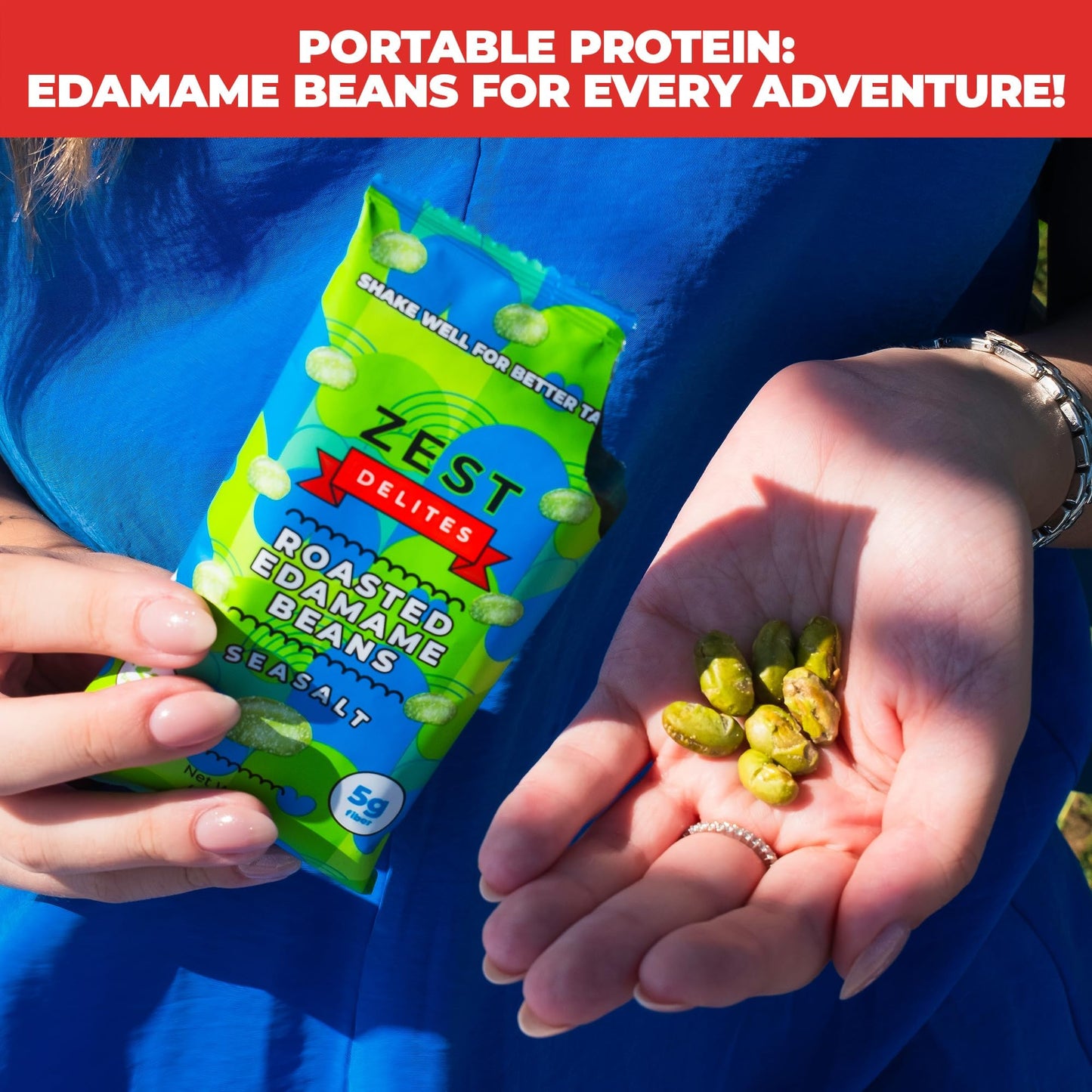 Crunchy Dry Roasted Edamame Beans Snack By Zest Delites, Sea Salt, Vegan, Low Calorie (110Cal) High Protein Snacks (12G), Low Ca