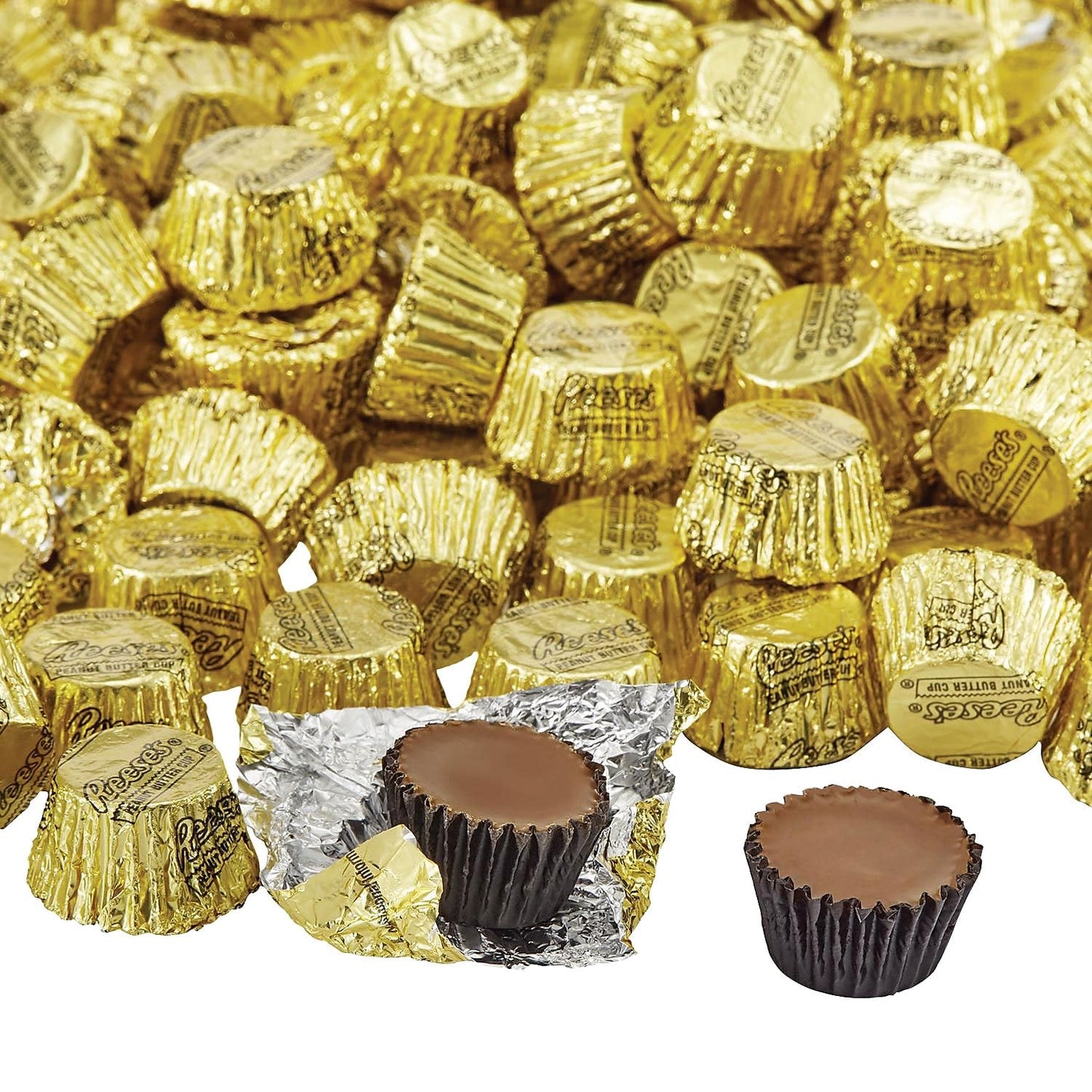 REESES Miniatures Gold Foils Milk Chocolate Peanut Butter Cups Candy, Bulk, 66.7 oz Bulk Bag