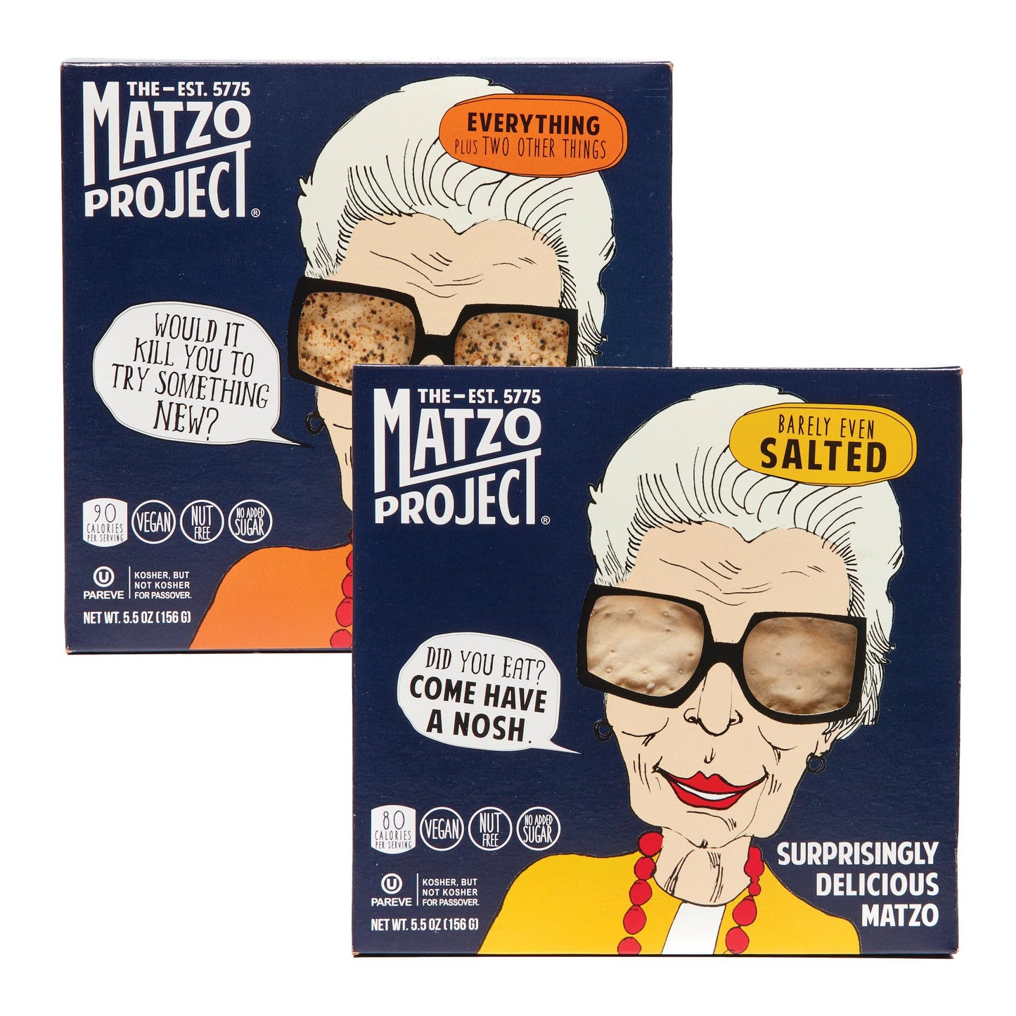THE MATZO PROJECT Crispy Matzoh Flats, Everything & Salted, Vegan, Nut Free, 2-Pack, 6 oz Total
