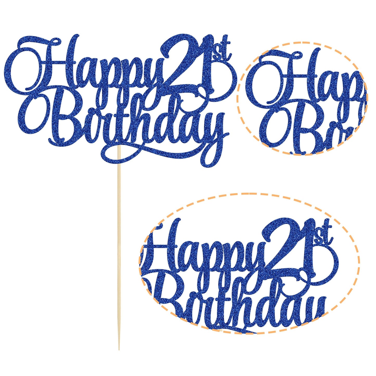 1 Pack Happy 21St Birthday Cake Topper Glitter Number 21 Twenty One Years Old Birthday Cake Pick Decoration For Celebrating 21St