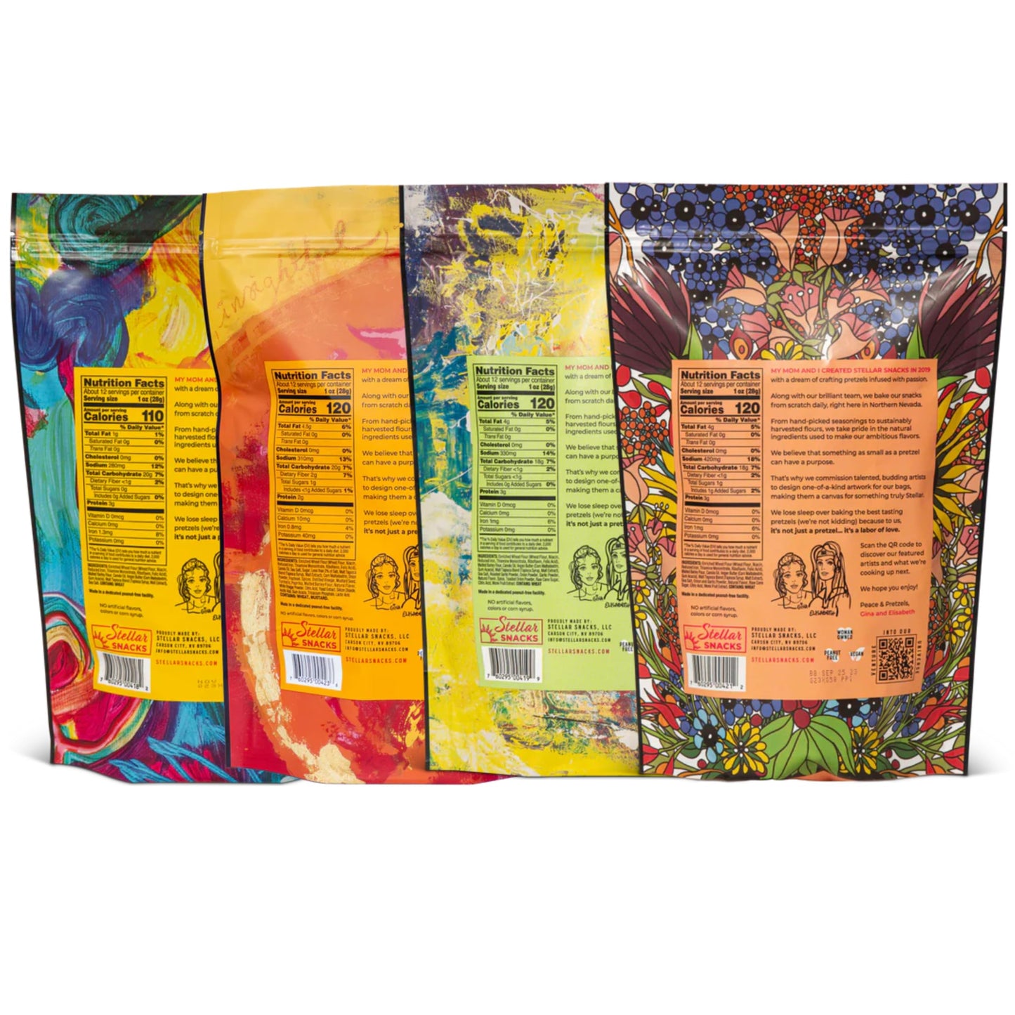 STELLAR SNACKS Pretzel Braids Variety Pack, 4 Flavors, 12 Oz, Vegan, Kosher, Non-GMO, Healthy Snack