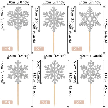 24 Pcs Snowflake Cupcake Toppers Glitter Frozen Snowflake Cupcake Picks Winter Wonderland Cake Decorations For Winter Frozen The