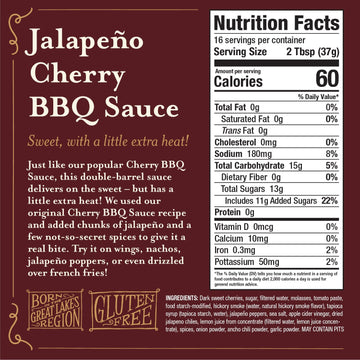 Brownwood Farms BBQ Sauce, Sweet and Tangy, 20 Ounce, Small Batch, Jalapeno Cherry