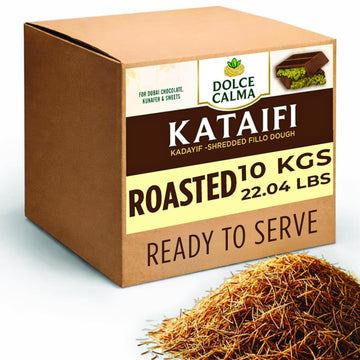 Dolce Calma 22 Lb Roasted Kataifi Dough Large Bulk Pack | Kadayif For Dubai Chocolate Bar & Kunafa Desserts | Pre-Toasted Shredded Fillo For Baklava & Bakery Creations