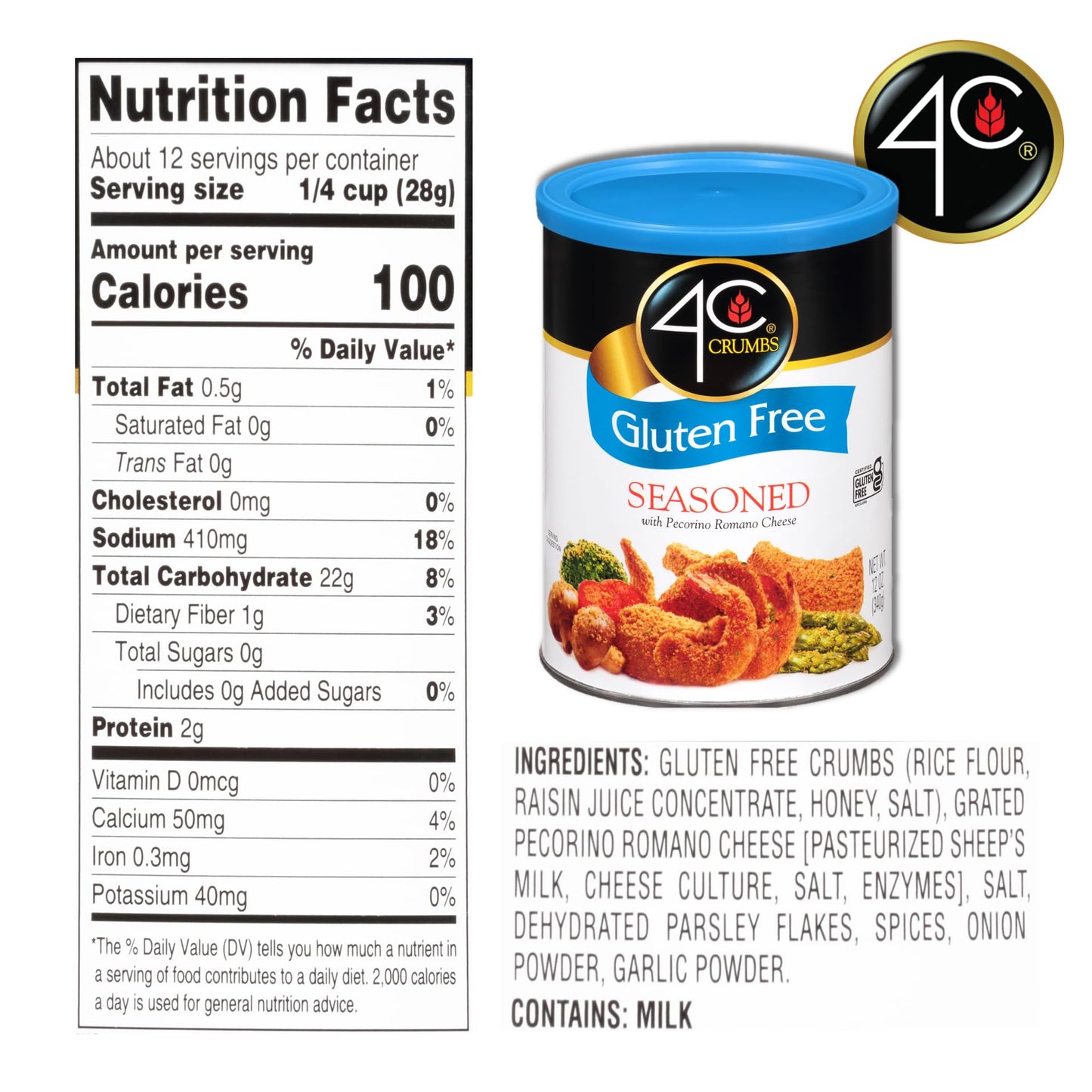 4C Gluten Free Bread Cspirit-inspired flavorbs, Seasoned, 12 Ounce (Pack of 6), Flavorful & Crunchy