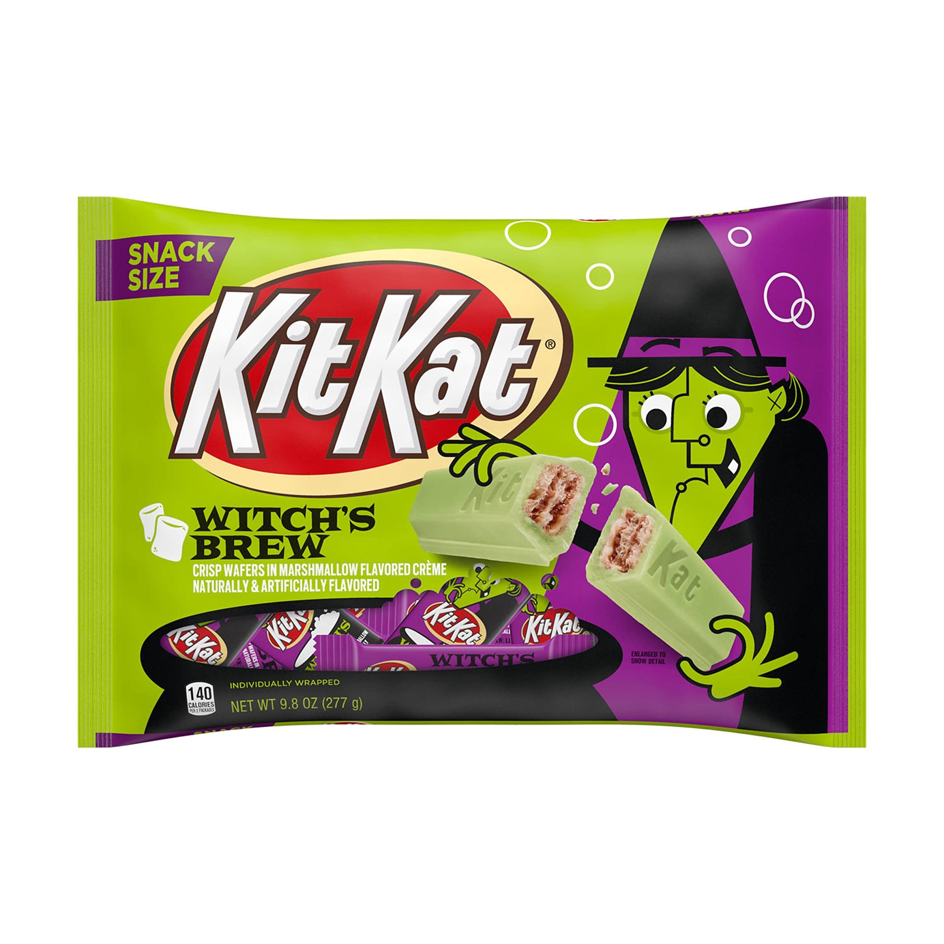 KIT KAT Witchs Brew Marshmallow Creme Snack Size, Halloween Wafer Candy Bars Bag, 9.8 oz