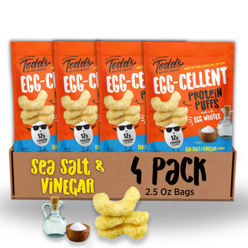 Todd s Better Snacks Egg-Cellent Protein Puffs, Sea Salt & Vinegar - 12g Protein, Gluten-Free, Paleo-Friendly, Baked, GLP-1 Com