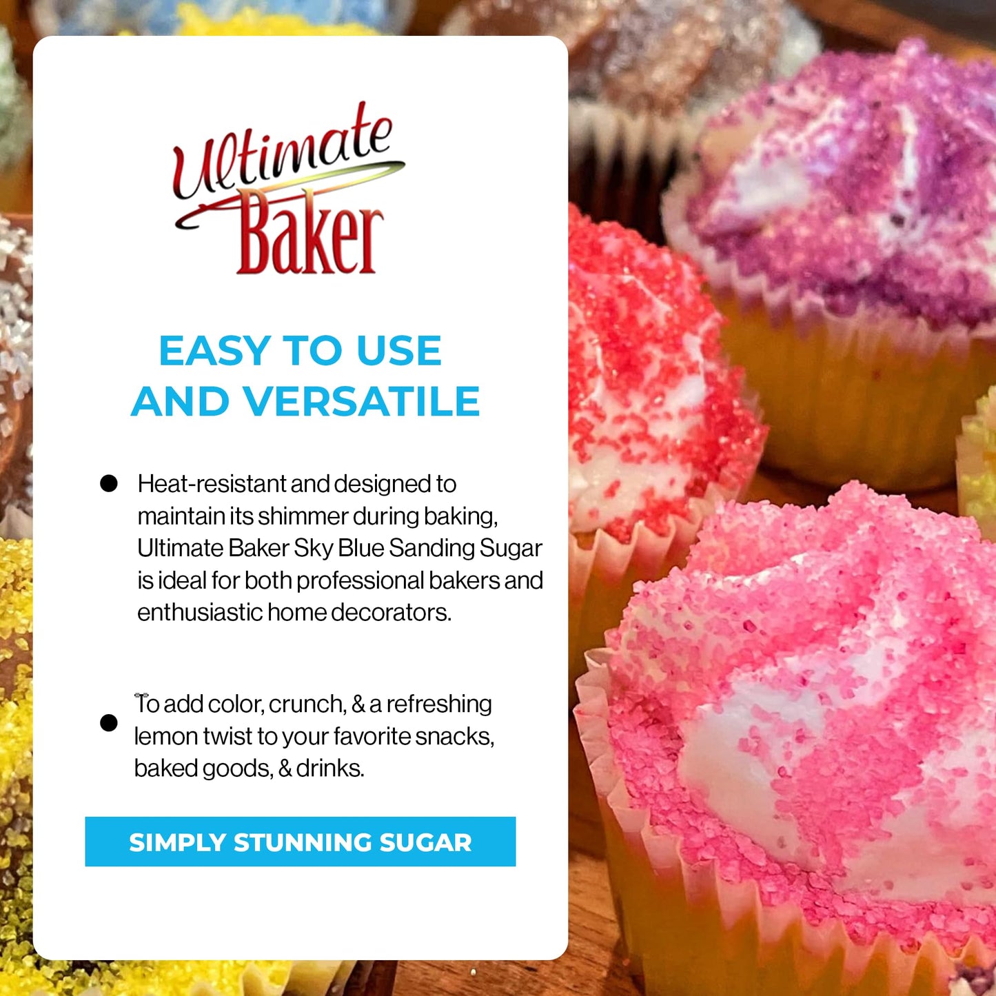 Ultimate Baker - Sanding Sugar, Sky Blue - Vibrant Color Baking & Decorating Sugar With Premium Texture For Desserts & Confectio