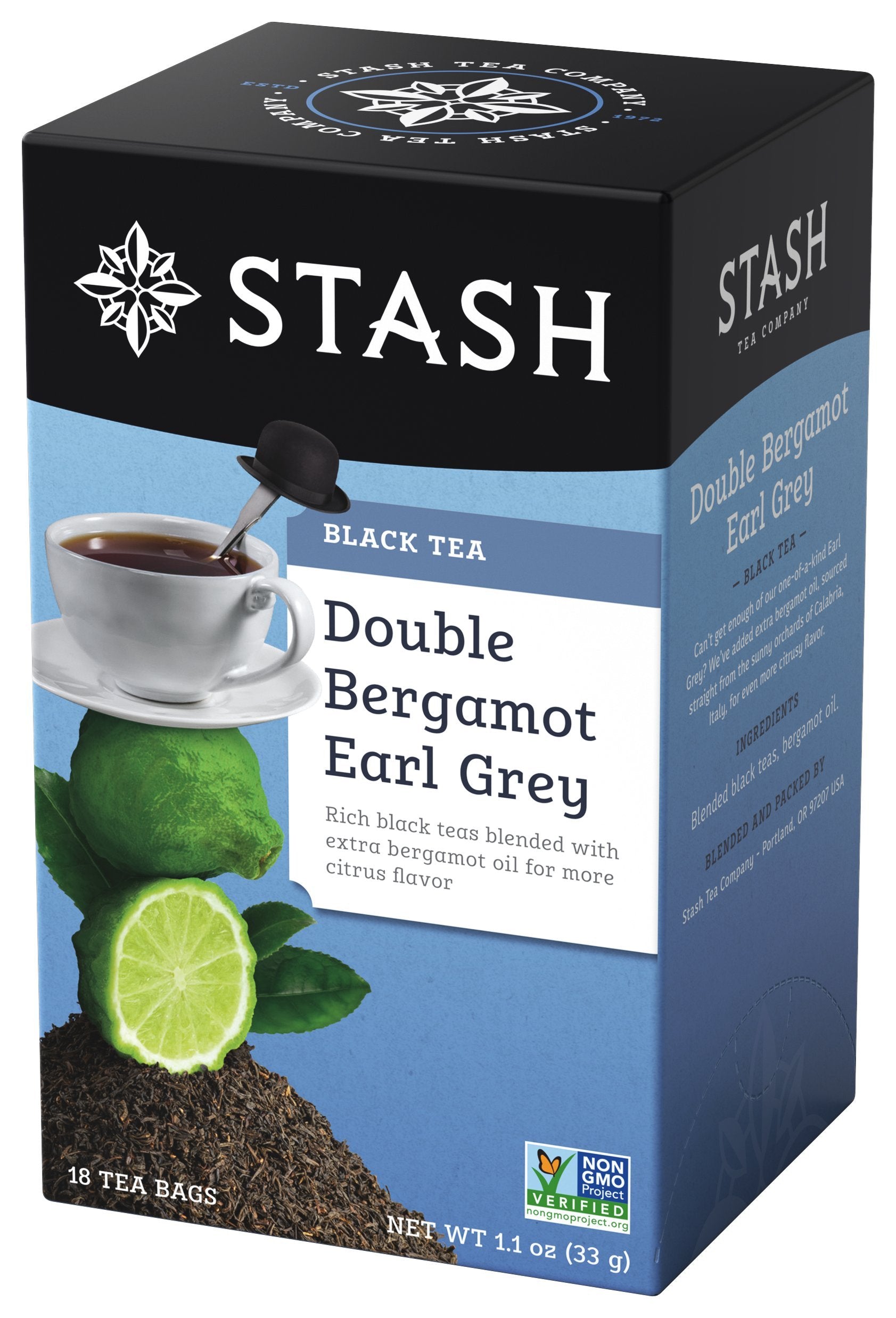 Stash Tea Uplifting Double Bergamot Earl Grey Black Tea - Caffeinated, Non-GMO - 18 Count (Pack of 6) - 108 Bags Total