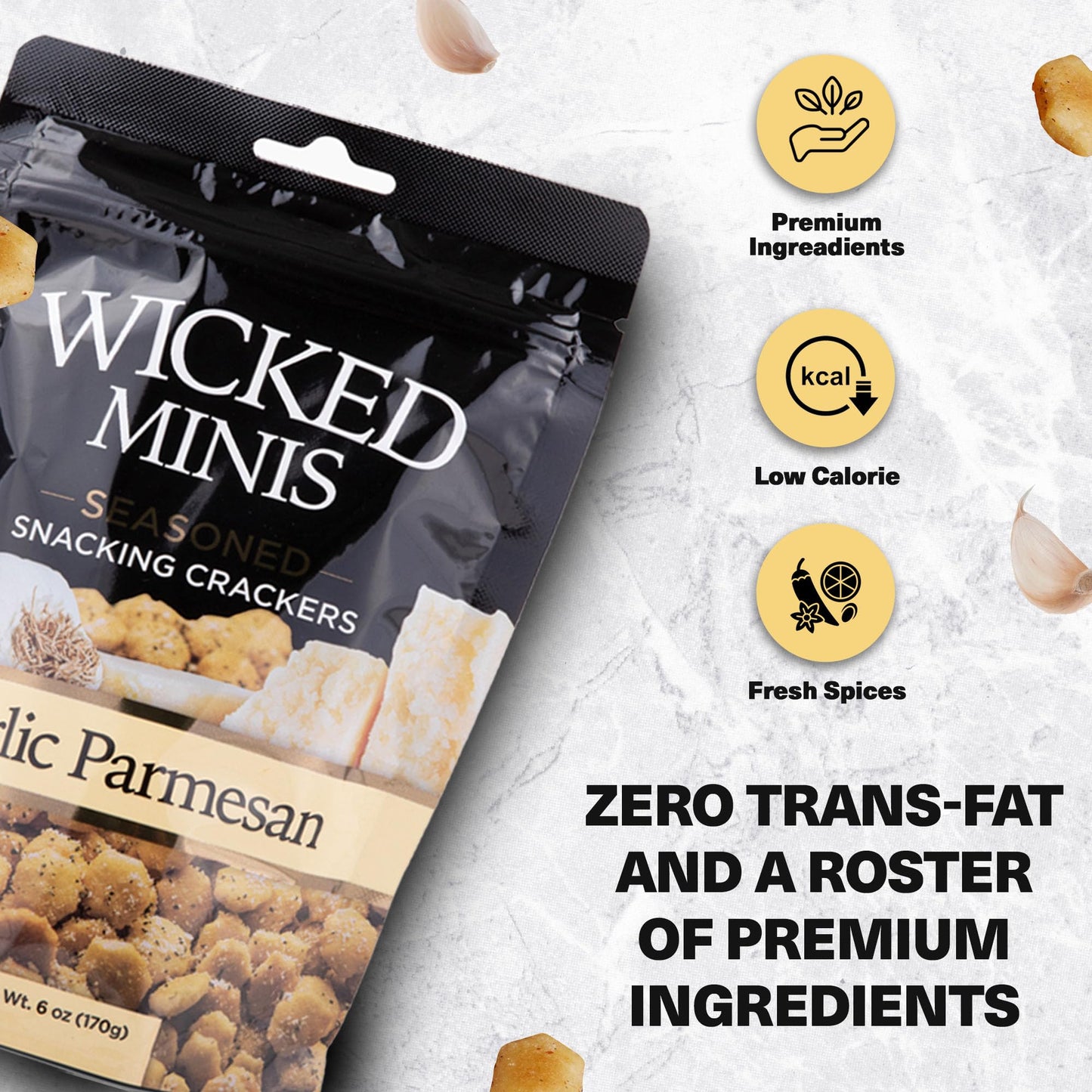 Wicked Mix Soup & Oyster  ers, Garlic Parmesan Flavor, 6 Oz (Pack of 3), Mini Puffed Salted Croutons for Soup and Salad