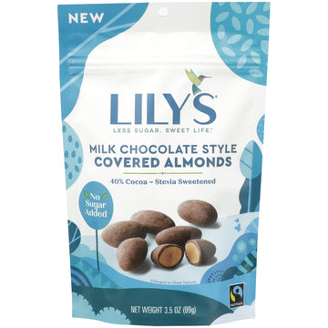 Lilys Sweets Milk Chocolate Style Covered Almonds 3.5 Ounce
