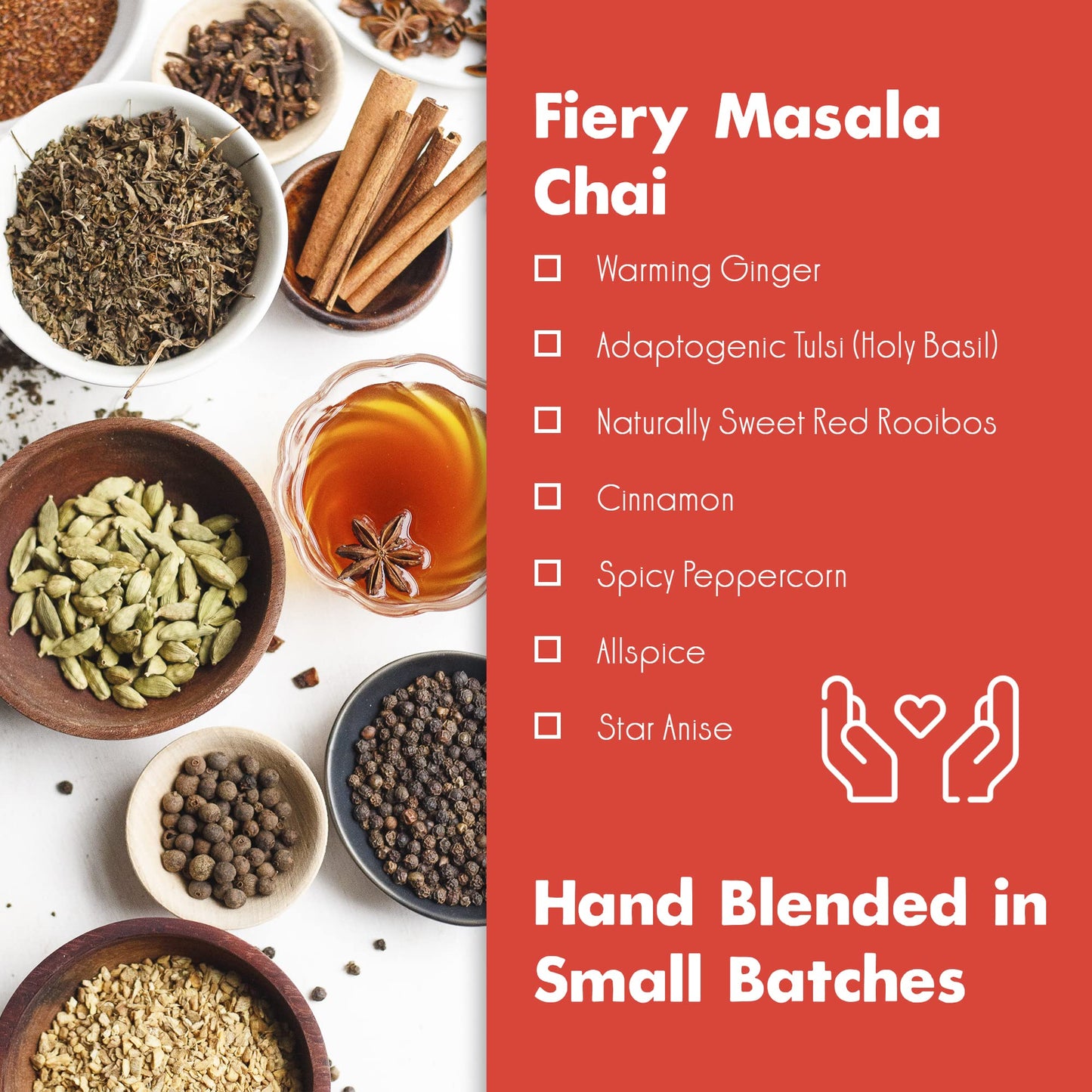 Big Heart Tea Co. Organic Fiery Masala Chai Tea Bags - Herbal Decaf - 50 Pack