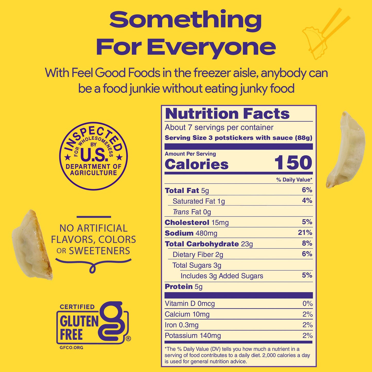 Feel Good Foods Chicken Potstickers - Family Size Gluten Free Dumplings with Umami Tamari Dipping Sauce, 22oz (Frozen)