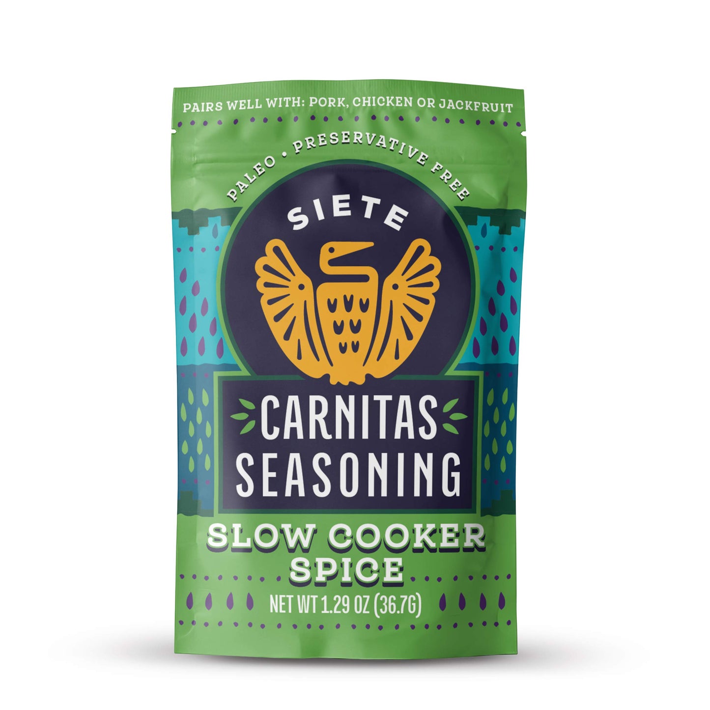 Siete Carnitas Taco Seasoning Mix | Gluten Free | Vegan | Paleo | Preservative Free (6 Packets) 42 Servings