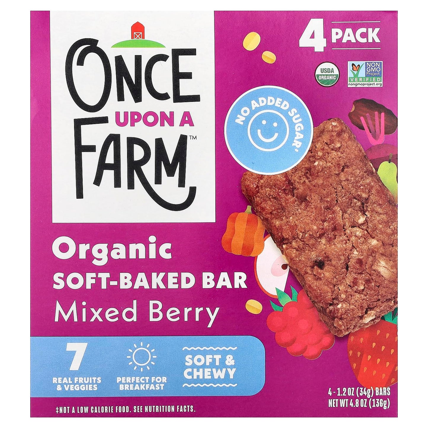 Once Upon A Farm Organic Mixed Berry Soft-Baked Bars  4 Count