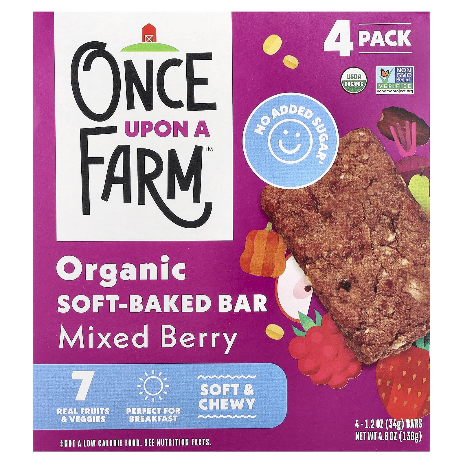 Once Upon A Farm Organic Mixed Berry Soft-Baked Bars  4 Count