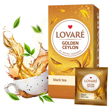 LOVARE Golden Ceylon Tea Bags 48 g - Made in Ukraine - Black Tea from Sri Lanka - Tea Bags Individually Wrapped - Gift Box Sets 