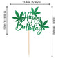 ZHUOWEISM Happy Birthday Cake Topper - Green Glitter Pot   Leaves, Small, Design 5