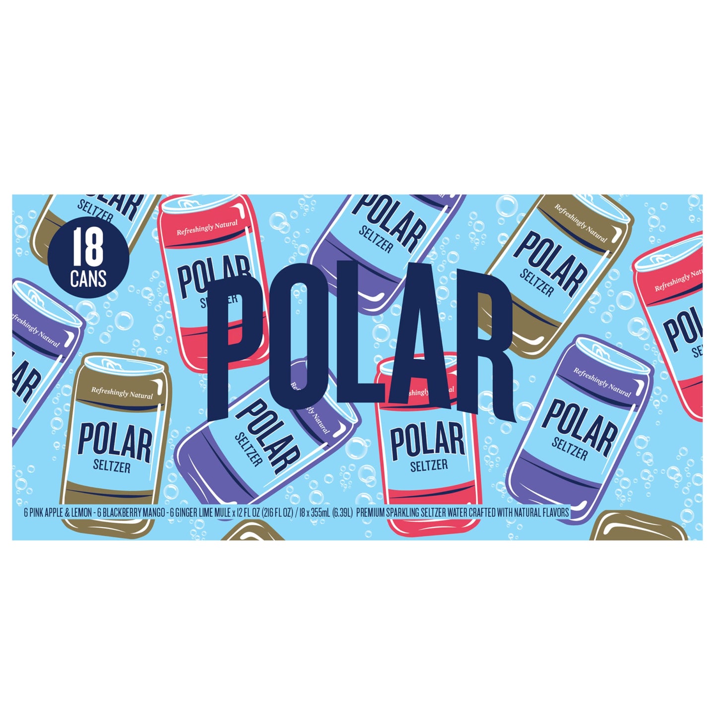 POLAR Seltzer Water Newbies Variety Pack, 12 fl oz cans, 18 pack, Model 10161315