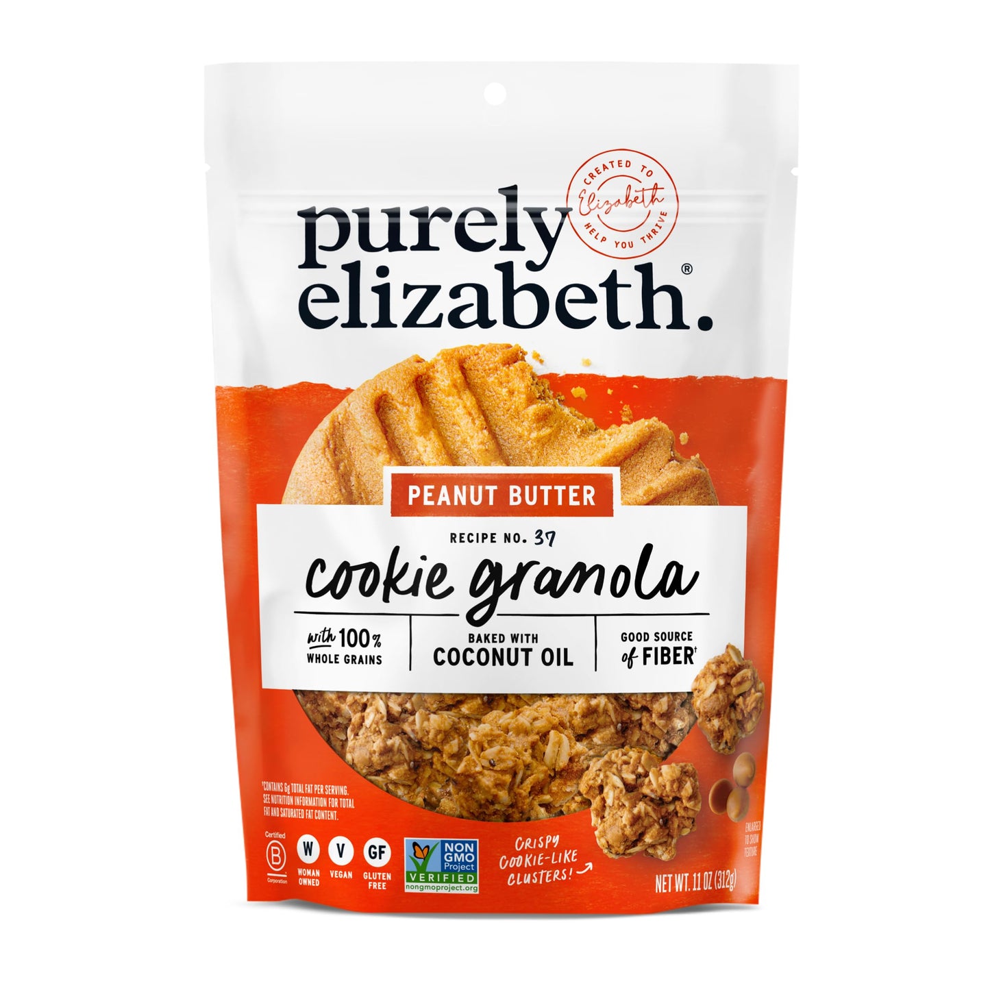 Purely Elizabeth Cookie Granola, Peanut Butter, Gluten-Free, Non-GMO (11oz Bag)