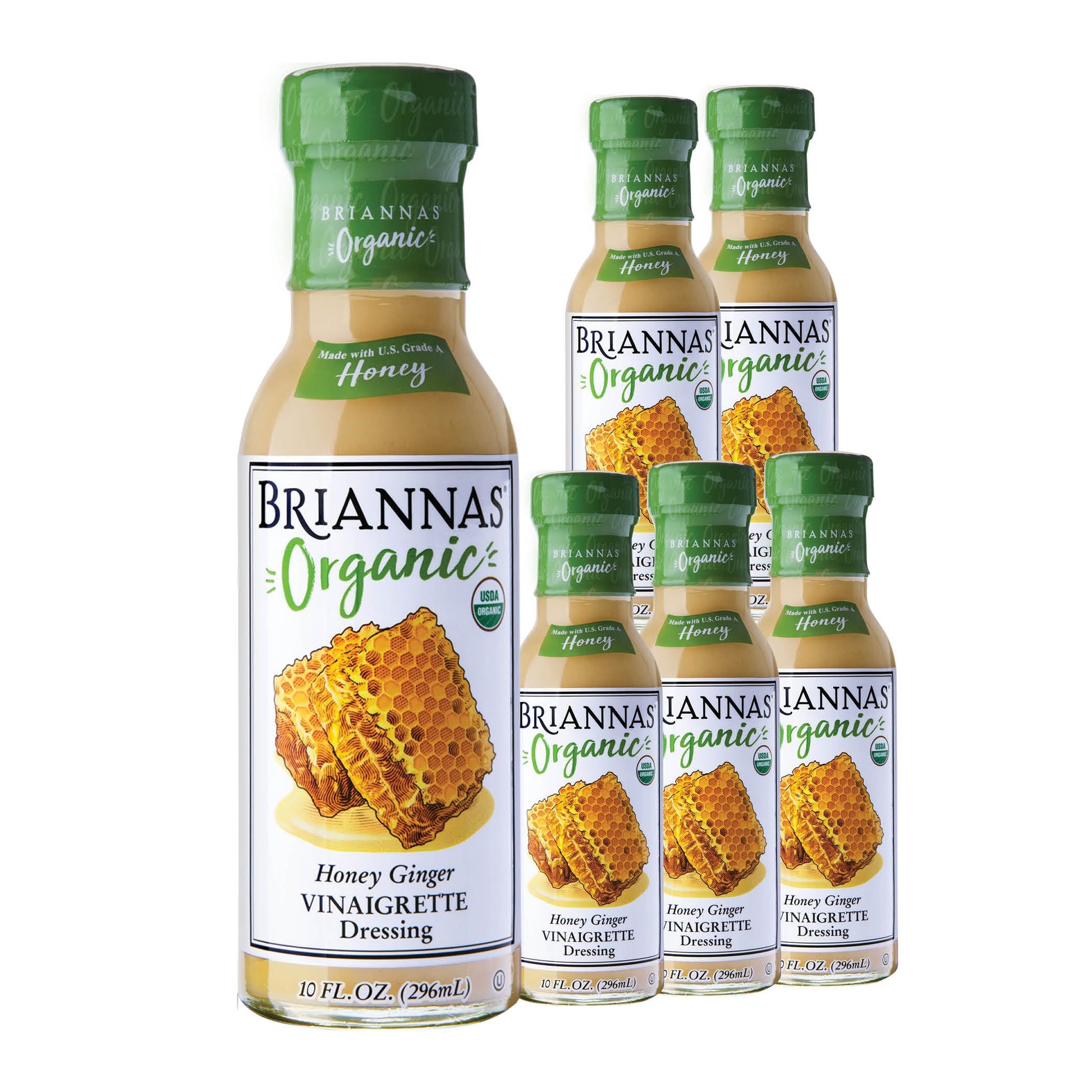 BRIANNAS - Organic Honey Ginger Vinaigrette Dressing - Certified Kosher & Organic Salad Dressing made with Premium Ingredients -