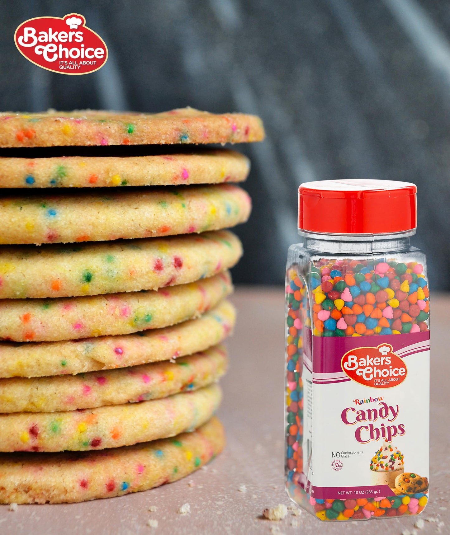 Rainbow Candy Coated Chocolate Chips - Dairy Free, Kosher - 10 oz. - Bakers Choice