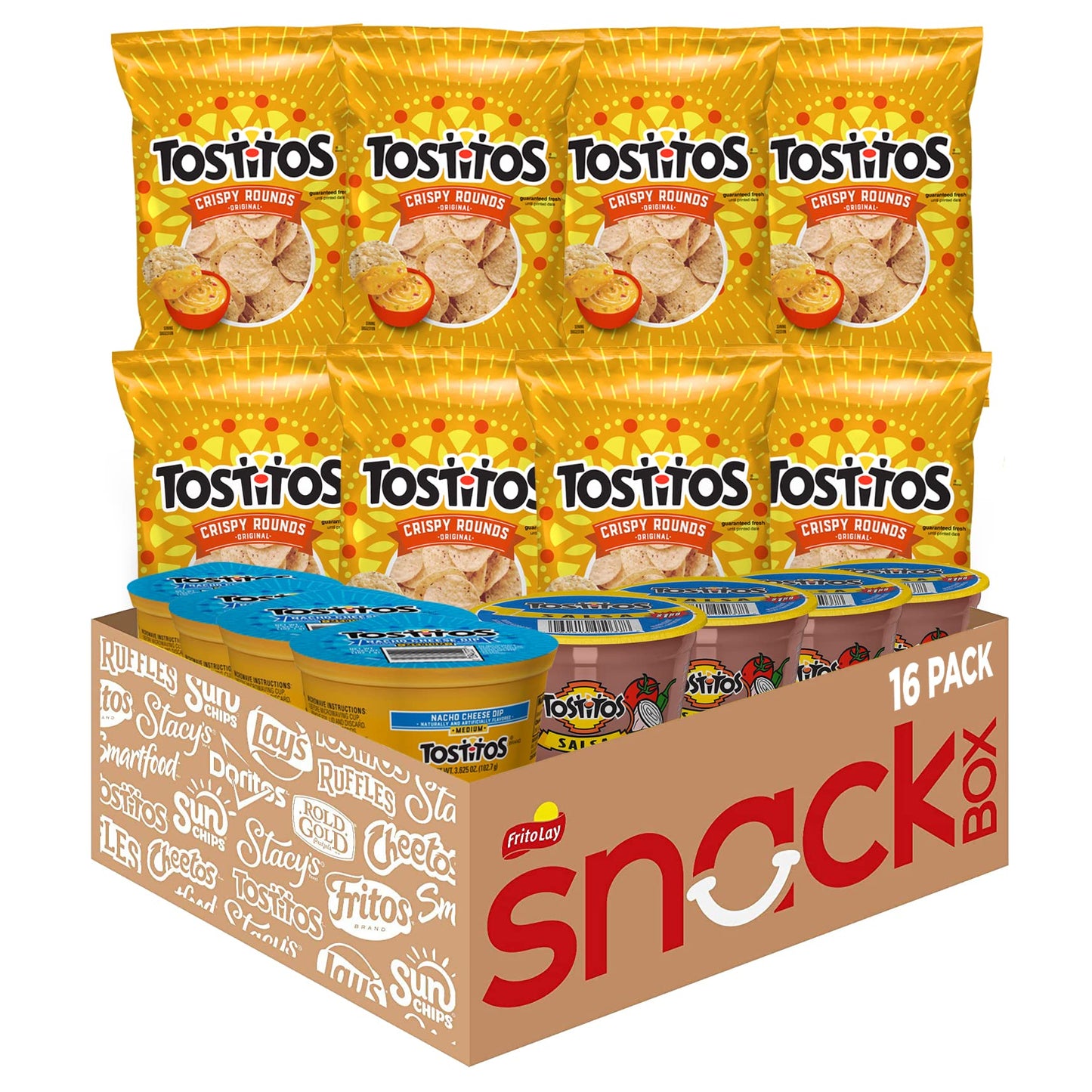 Tostitos Tortilla Chips Chip & Salsa Pack, 3Oz Tostitos Crispy Rounds & 3.8Oz Medium Salsa (16 Count)