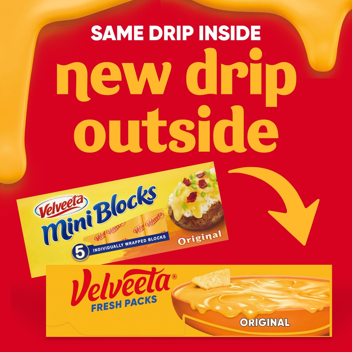 Velveeta Fresh Packs Original Pasteurized Recipe Cheese Product Blocks, 5 ct Pack