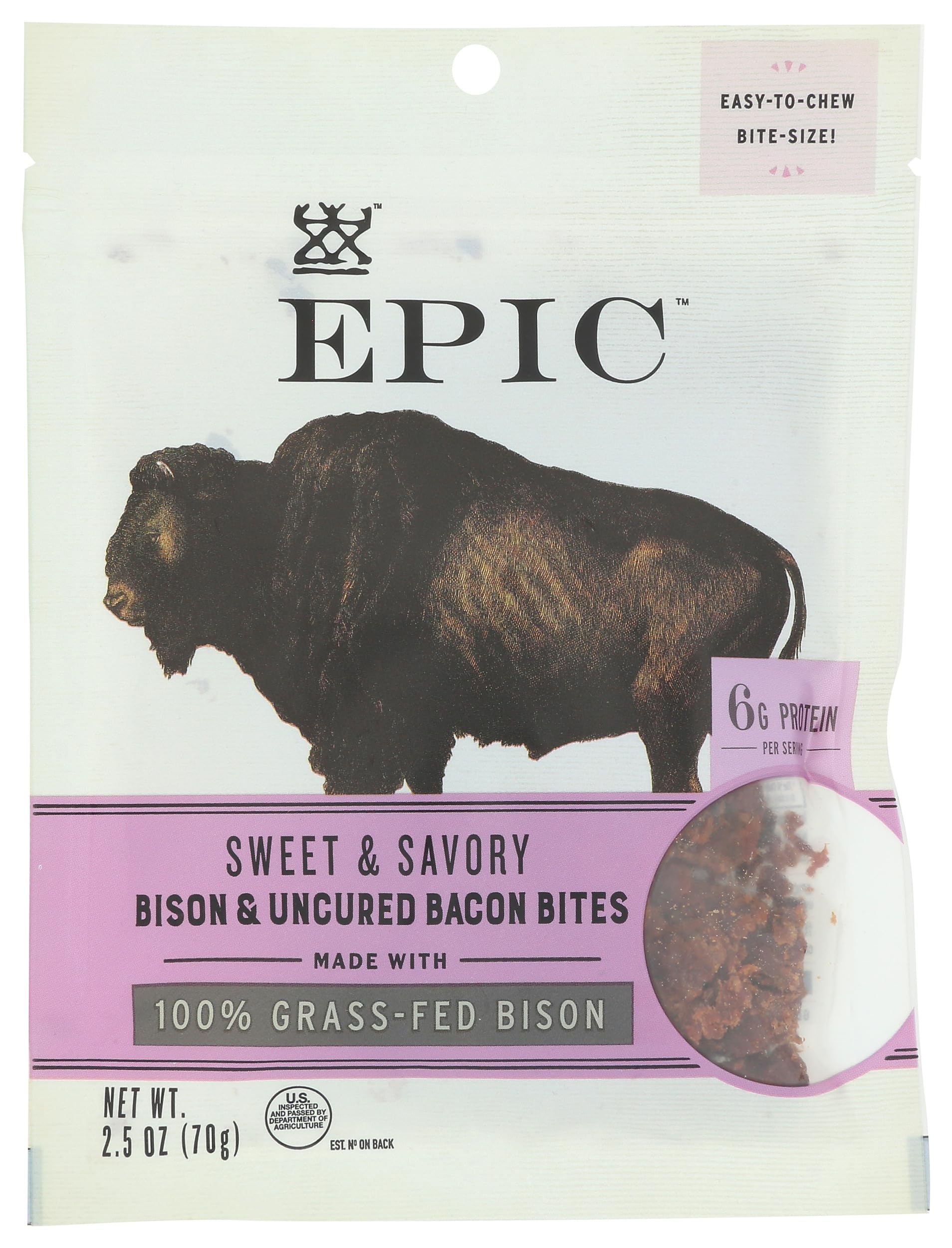 Epic, Protein Bites, Gluten-Free, Bison And Bacon, 2.5 Oz