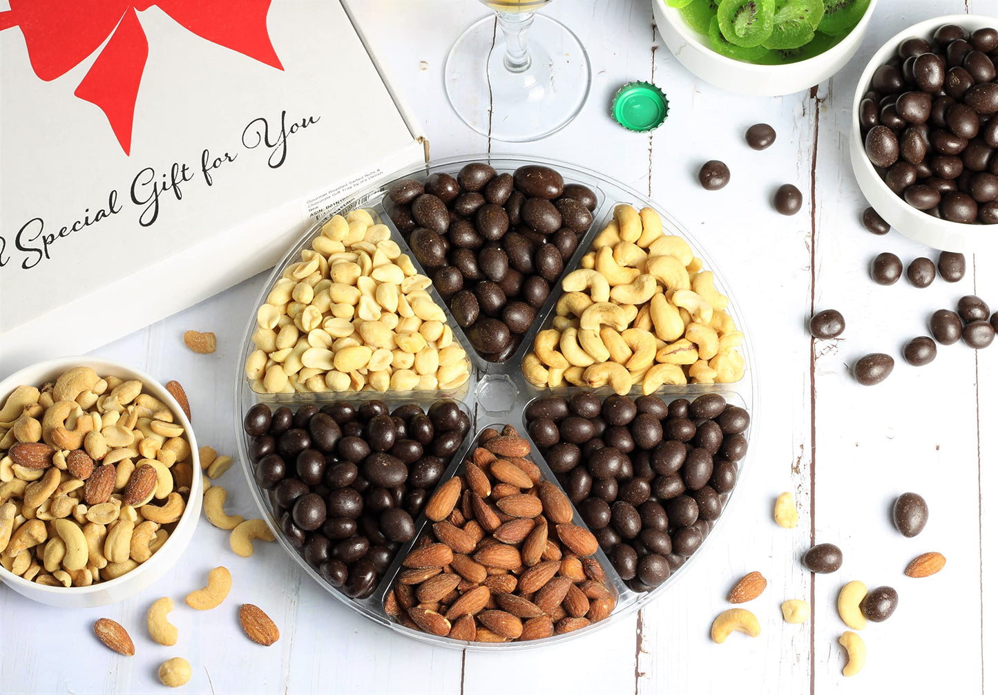Its Delish Gourmet Chocolate and Salted Nuts Gift Tray - 6 Piece Assortment for New Year, Birthdays, and Special Events