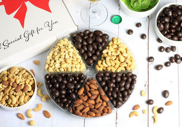 Its Delish Gourmet Chocolate and Salted Nuts Gift Tray - 6 Piece Assortment for New Year, Birthdays, and Special Events
