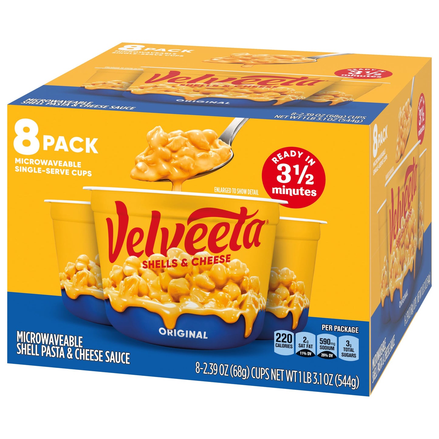 Velveeta Shells & Cheese Original Microwaveable Shell Pasta & Cheese Sauce  8 ct Box  2.39 oz Cups