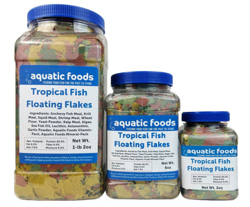 Aquatic Foods Inc. Tropical Fish Flakes, Mix of Krill & Spirulina, 6oz Jar