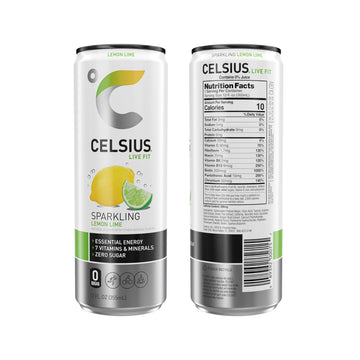 CELSIUS Sparkling Energy Drink, Lemon Lime Flavor, 12 Fl Oz, Pack of 24