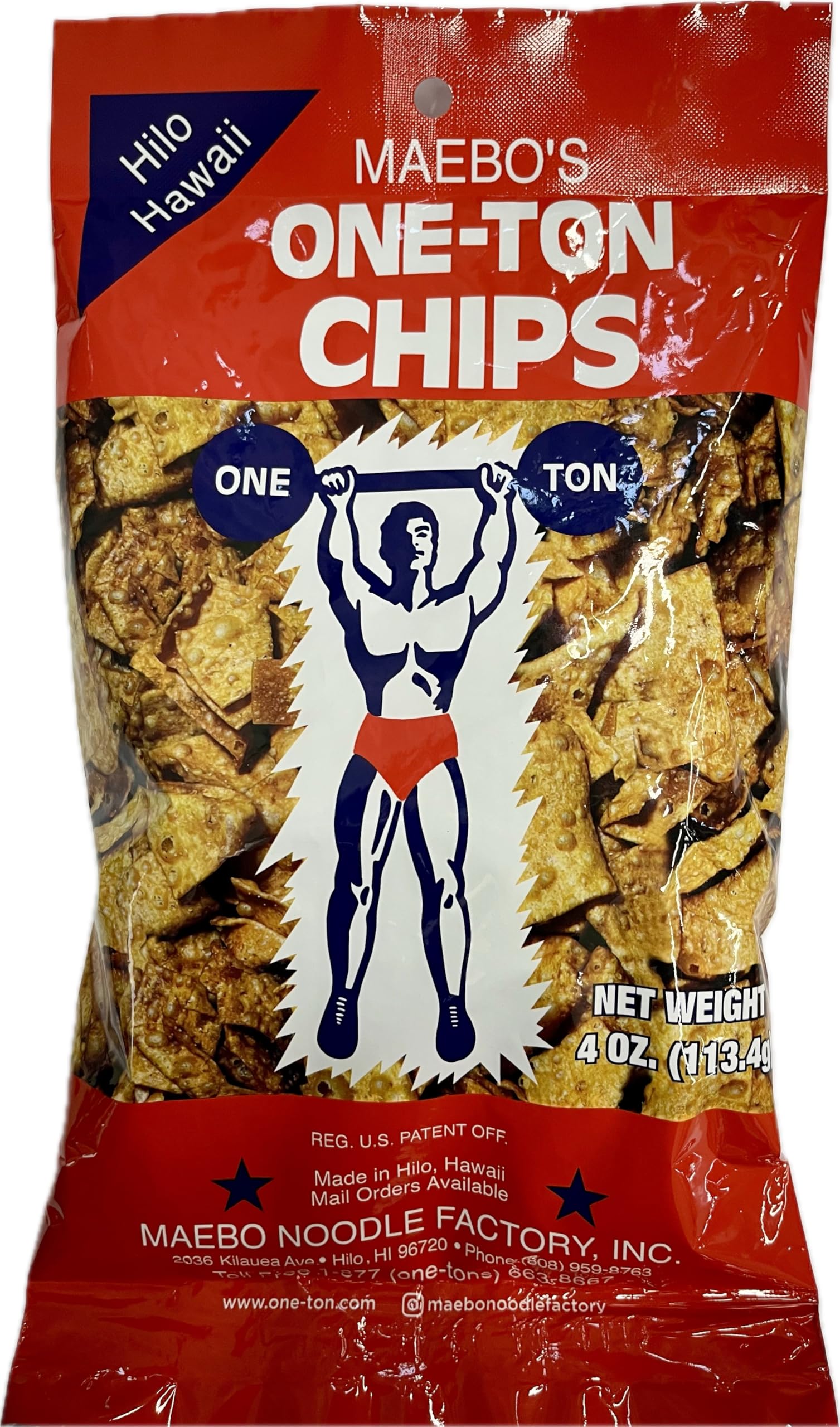 Maebos One-Ton Chips Won Ton Crackers 6 Bags - 4 oz. each