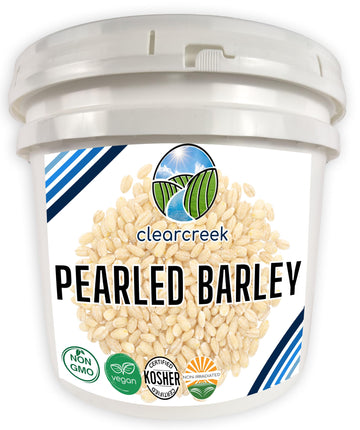 CLEAR CREEK Certified Glyphosate Residue Free Pearl Barley | 25 LBS | Emergency Food Storage Bucket | Non-GMO | Vegan | Bulk